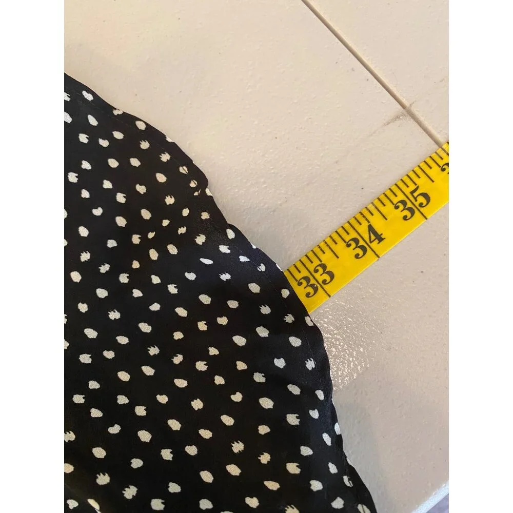 Abercrombie & Fitch Dress Black & White Polka Dot Long Sleeves Side Waist Tie XS - Picture 6 of 11